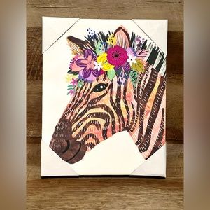 NEW Floral Zebra Canvas